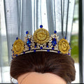 Qalqilya BlueGold tone henna crown top quality craftsmanship crown