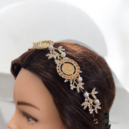 Za'tara three coins pearls headpiece