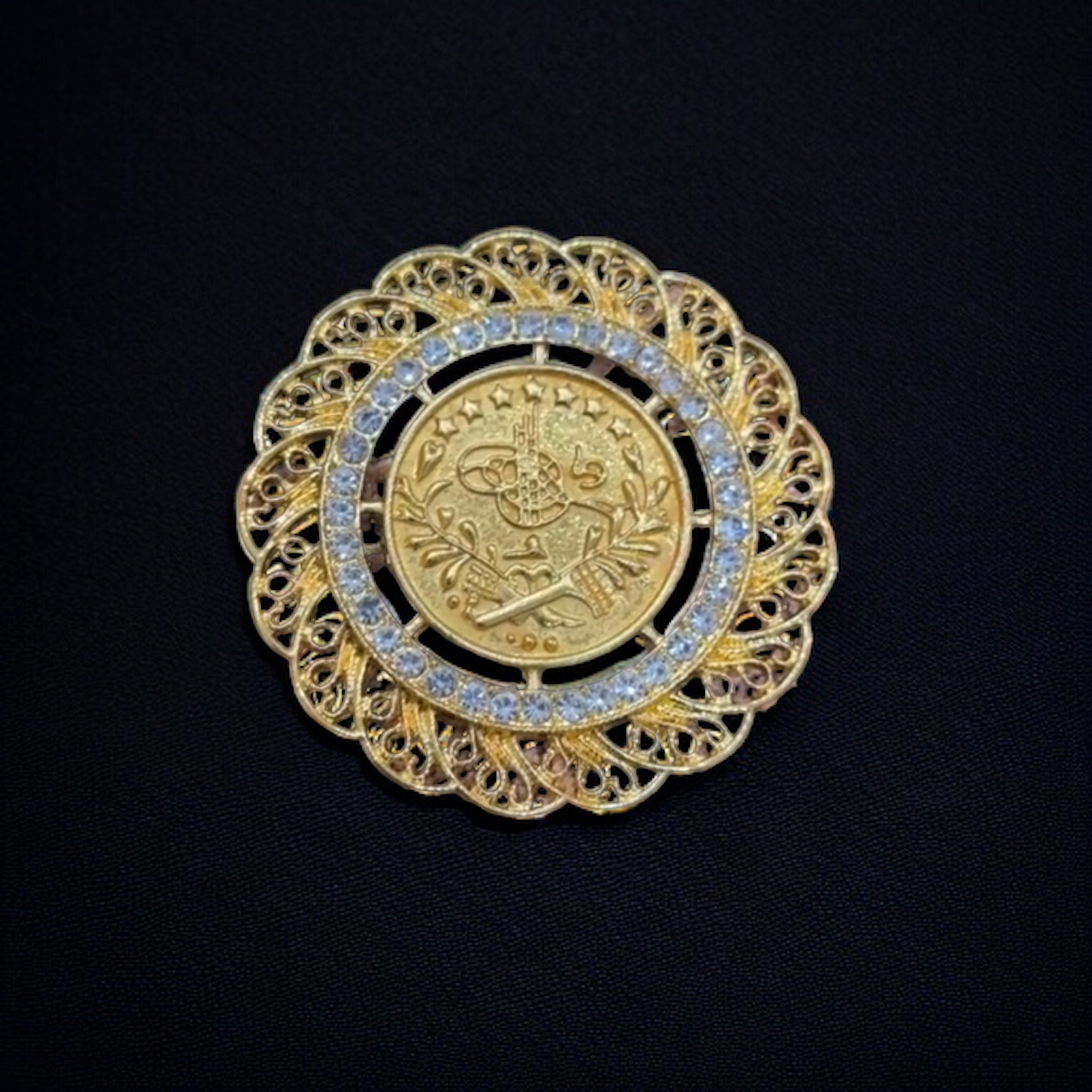 Ya'bad Gold Rhinestone Big coin brooch Quality Rhinestone gold