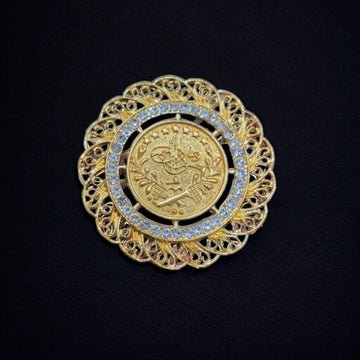 Ya'bad Gold Rhinestone Big coin brooch Quality Rhinestone gold