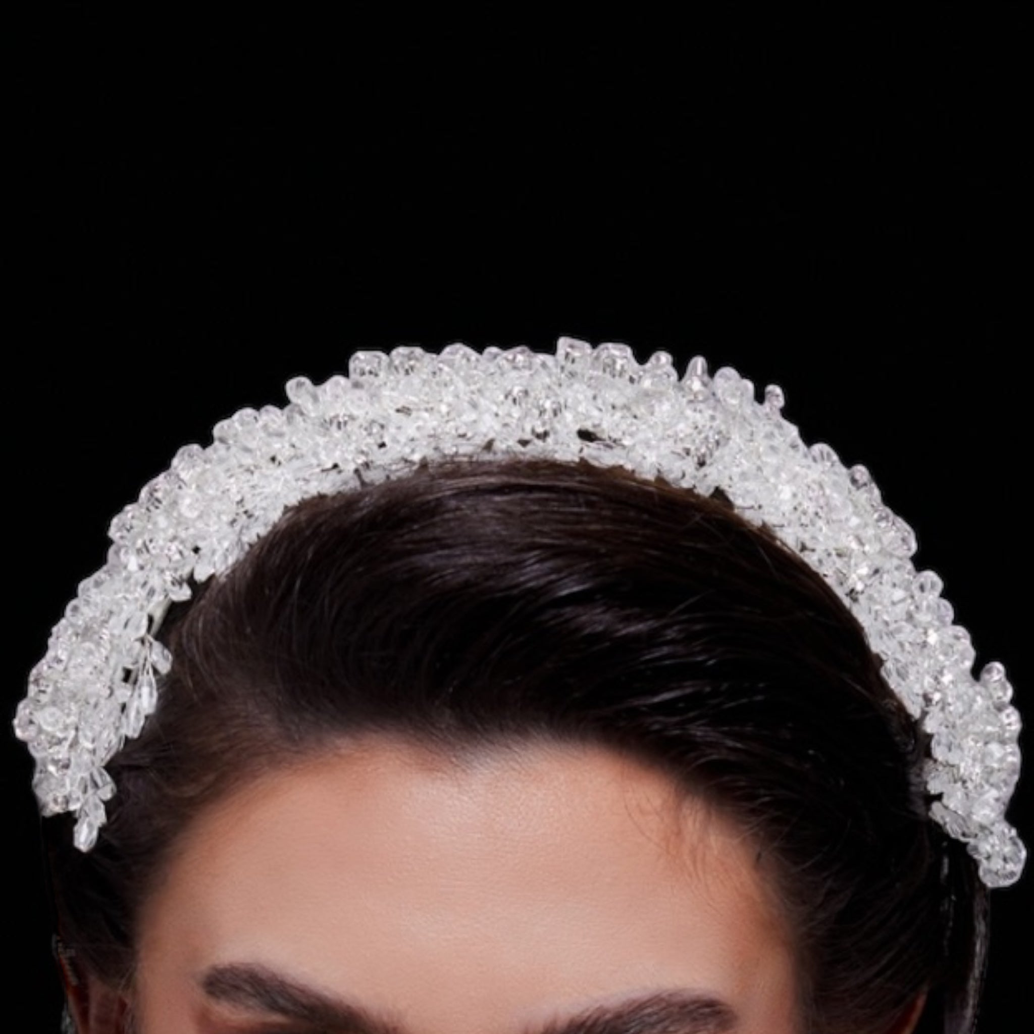 Hiribya Zircon Stone And Crystal Beaded Headpiece
