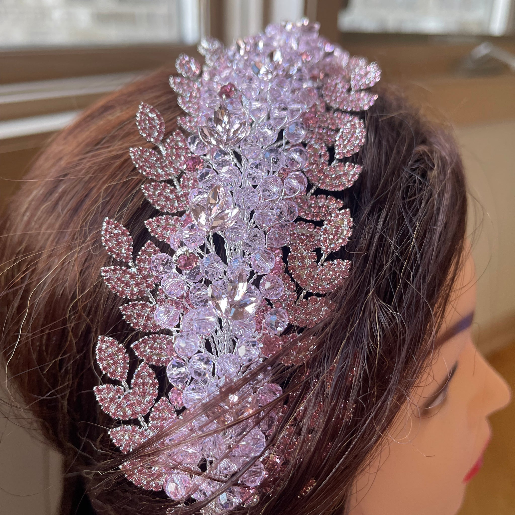 Idna pink crystal headpiece