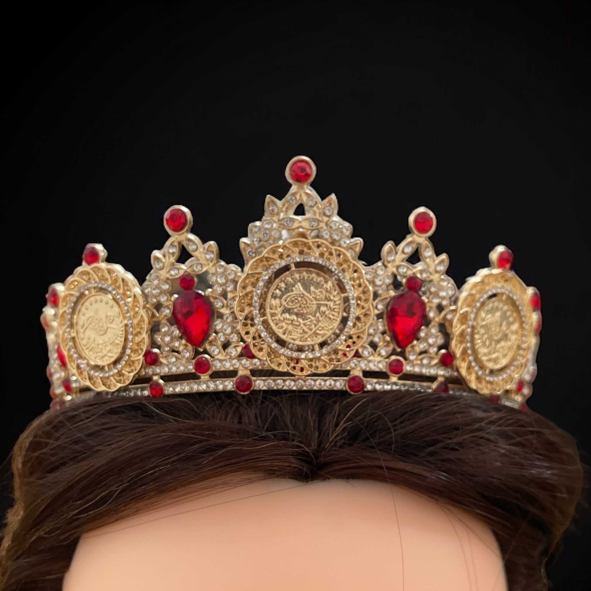 Jenin Gold and Red Henna Crown Top High Gold Quality