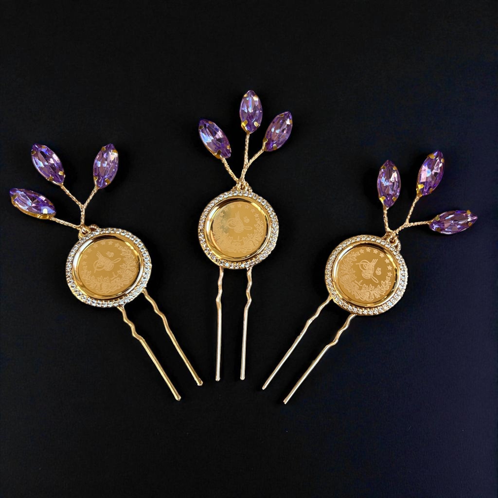 Duma three purple hair pins
