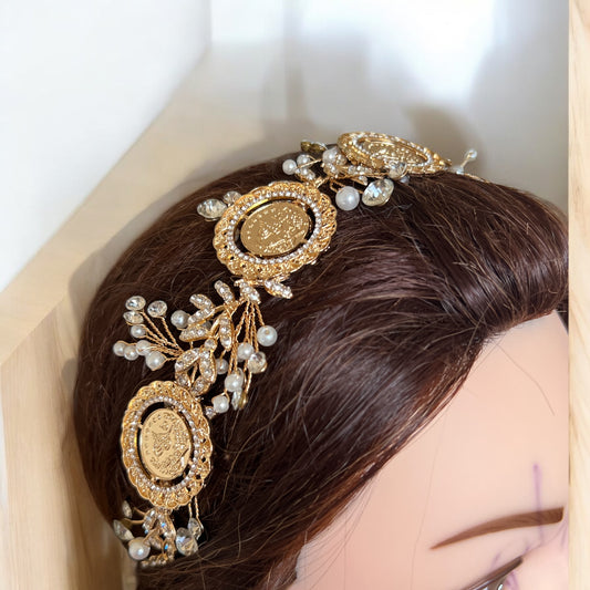 Tayyiba five coins Pearls headpiece