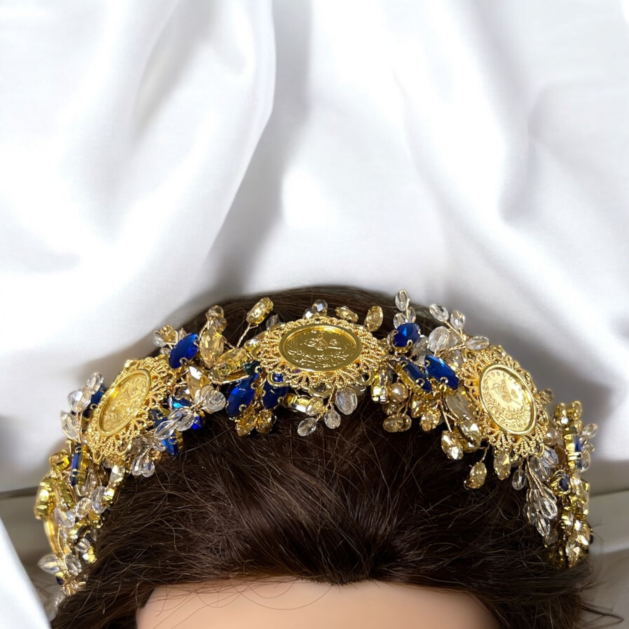 Ras Suneisil luxury Gold and blue headpiece