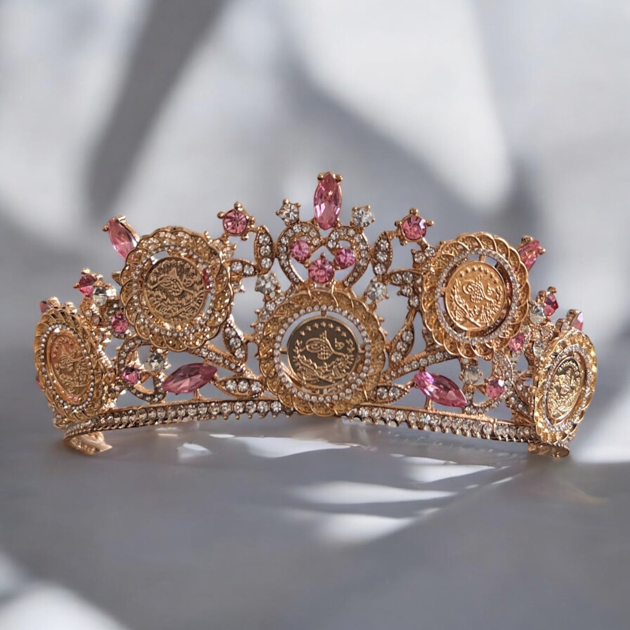 Nabi Ilyas soft pink five coins crown