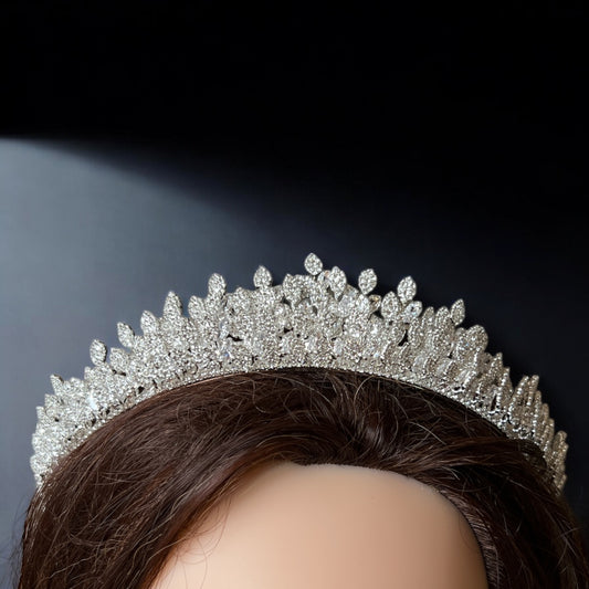 Kafr Sumei silver zircon stone wedding tiara