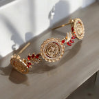 Hamama three coins red and gold headband