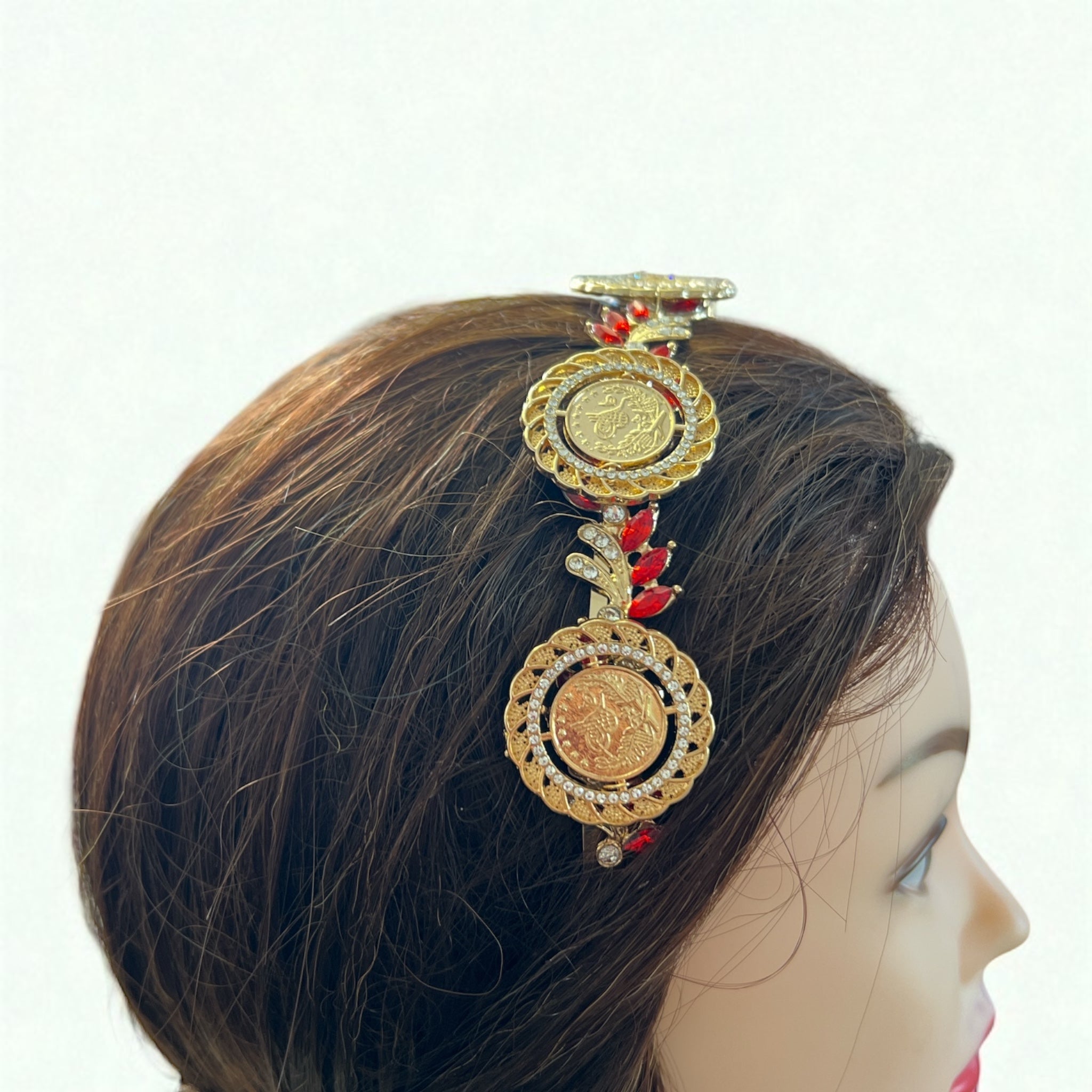 Hamama II five coins red and gold headband