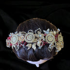 Yafa Gold and Red Beads headband
