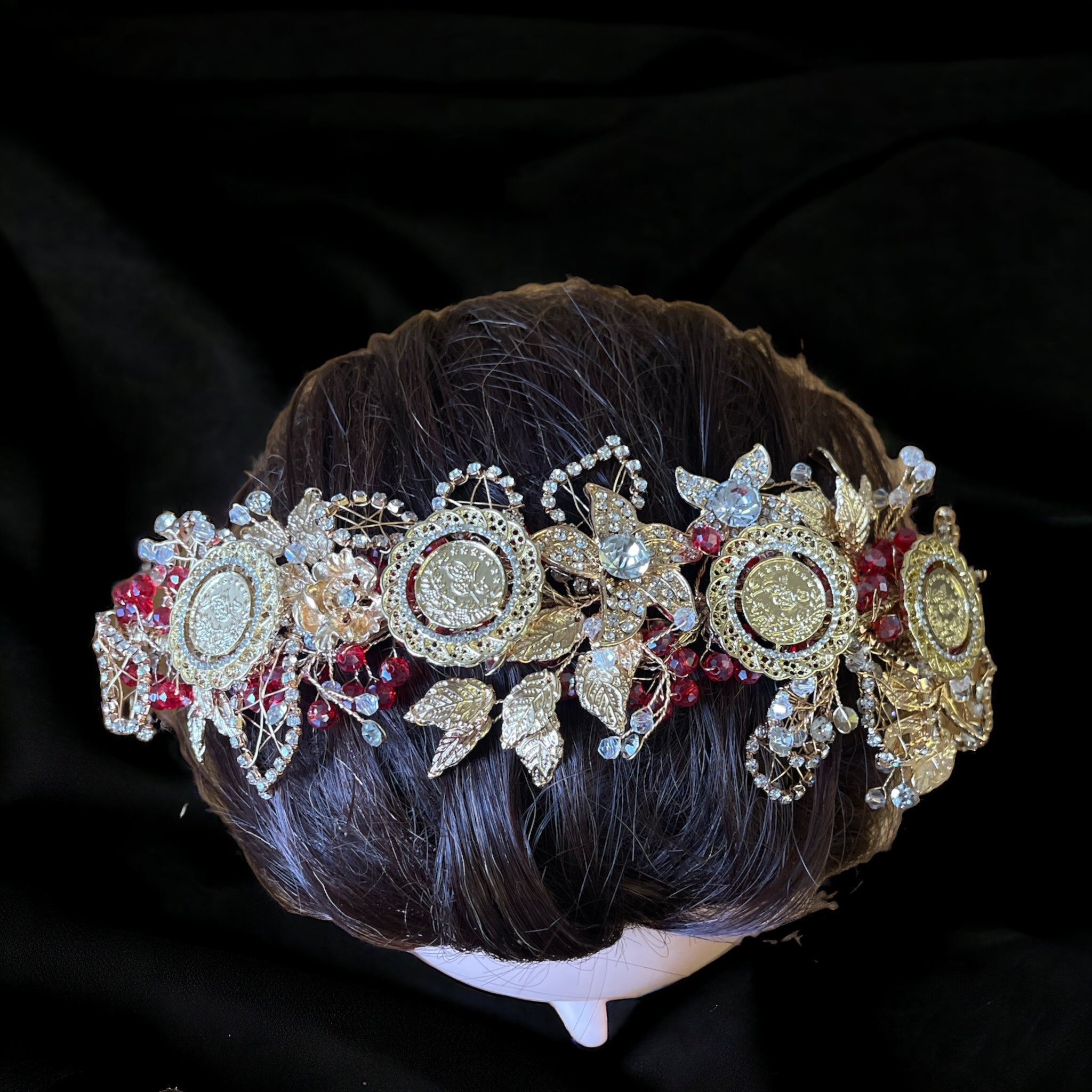 Yafa Gold and Red Beads headband