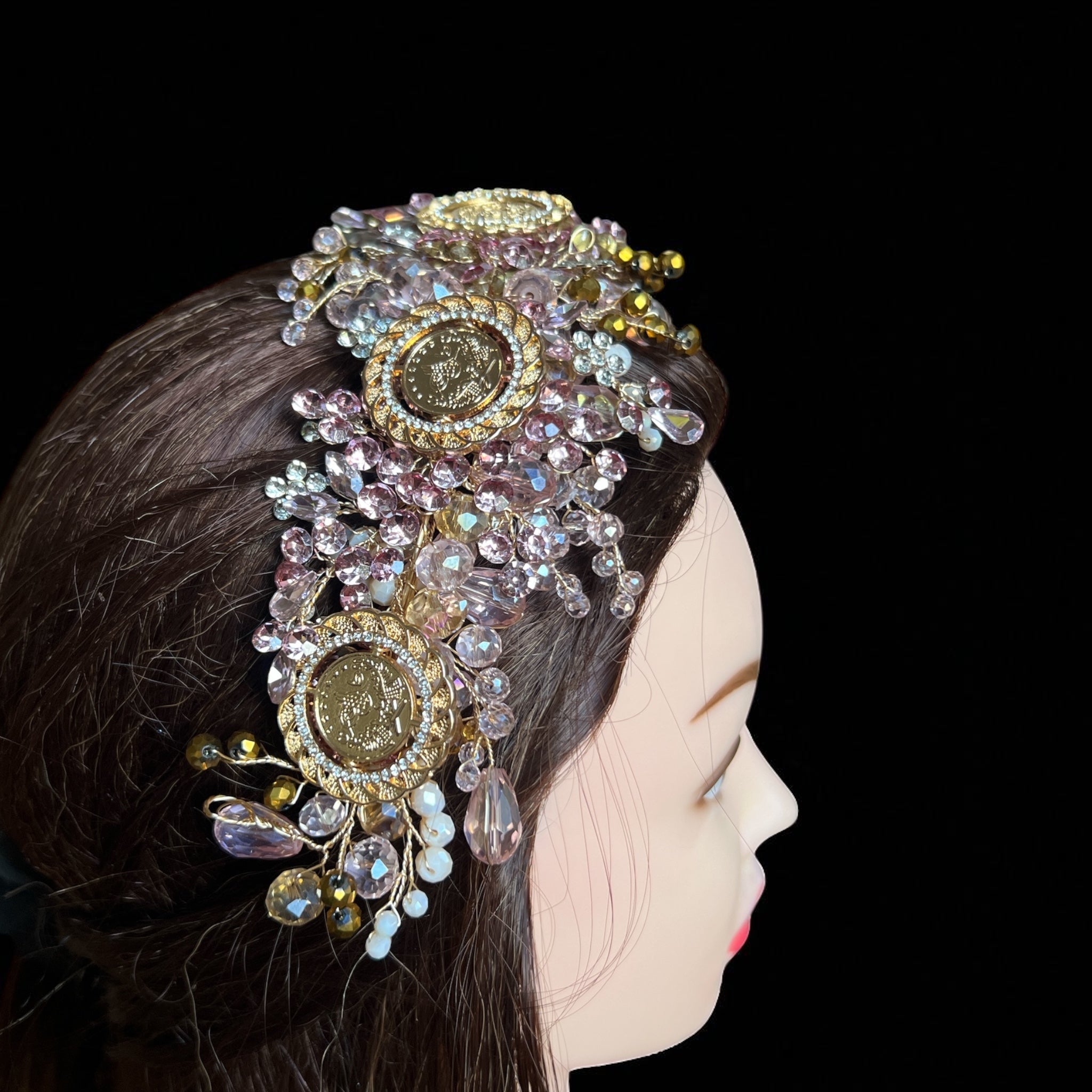 Ammuriya II pink/purple five coins headpiece