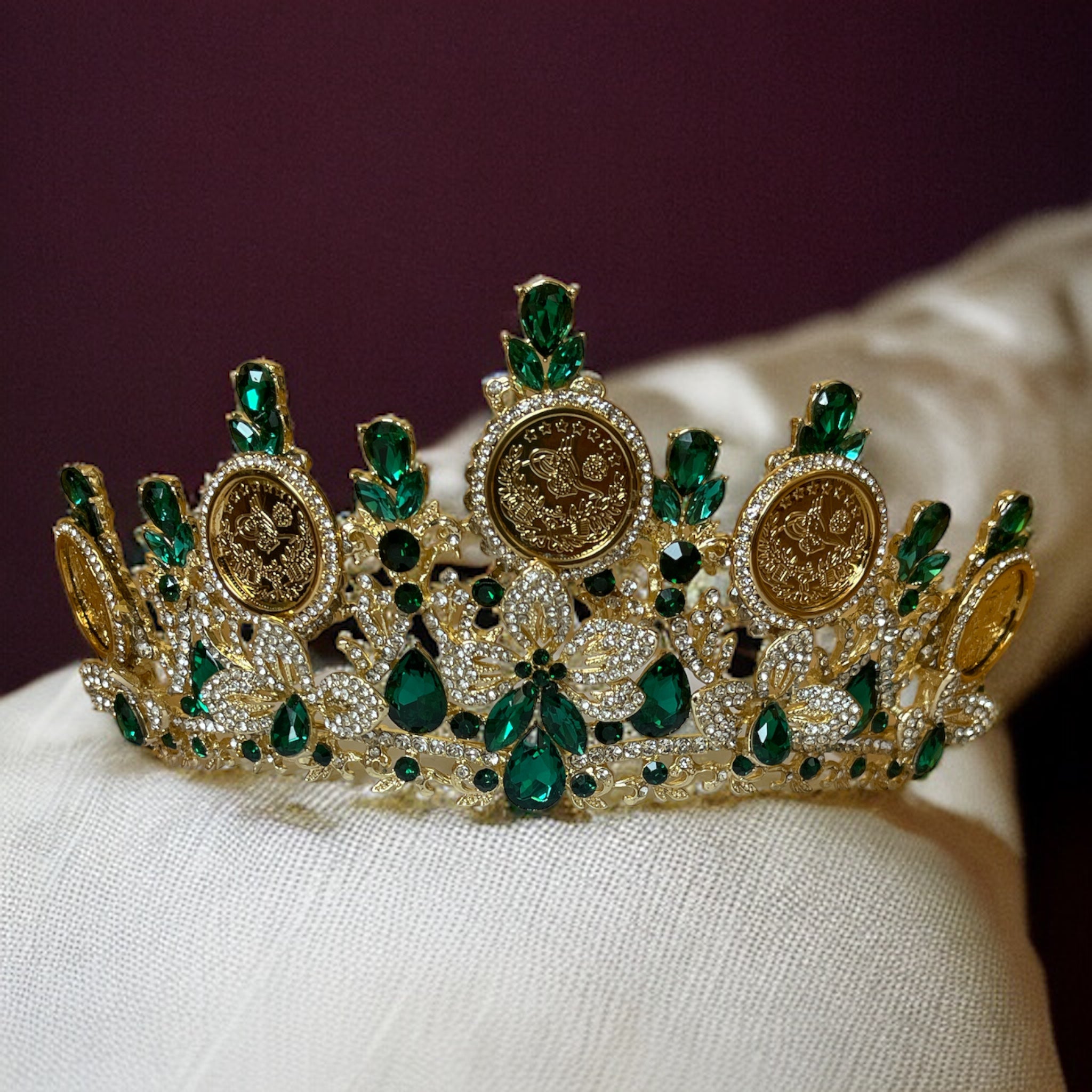 Beitunia Green and Gold liras tiara/crown