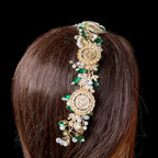 Sanjal Green and gold headpiece