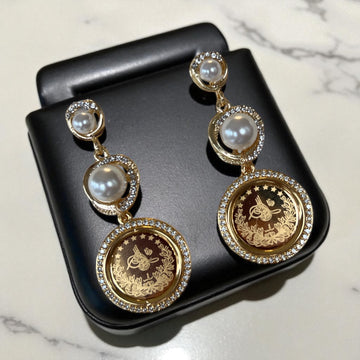 Ein Gedi II Pearls and Gold Coin Earrings
