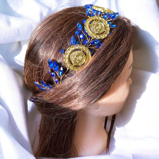 Bani Suheila Coins lira blue stone headband Fashion