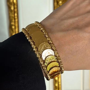 Ein-Yabrud pleated Gold Stack lira bracelet