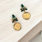 Bayt Rema III gold and green earrings