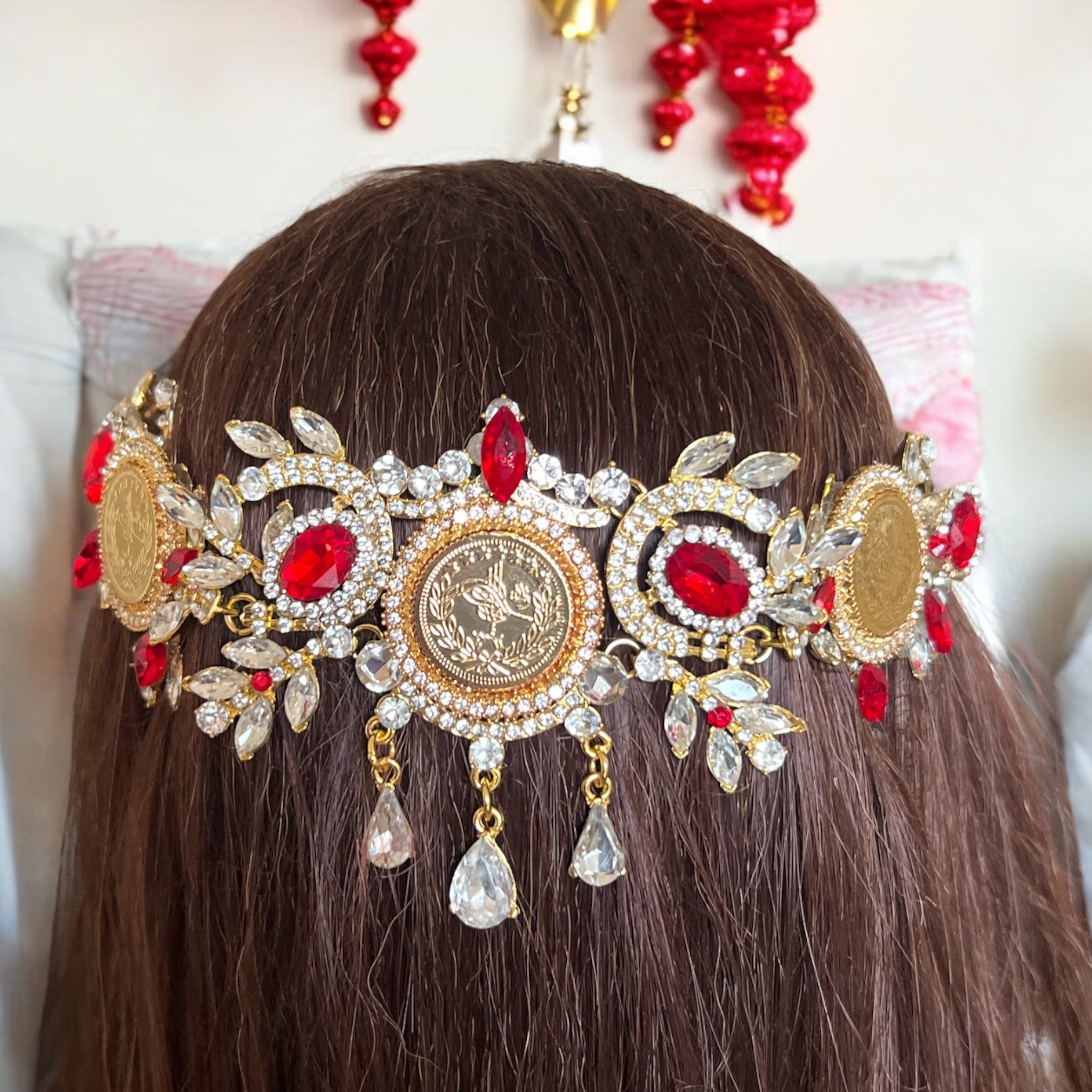 Bayt Hanina II Red and Gold Three coins headpiece