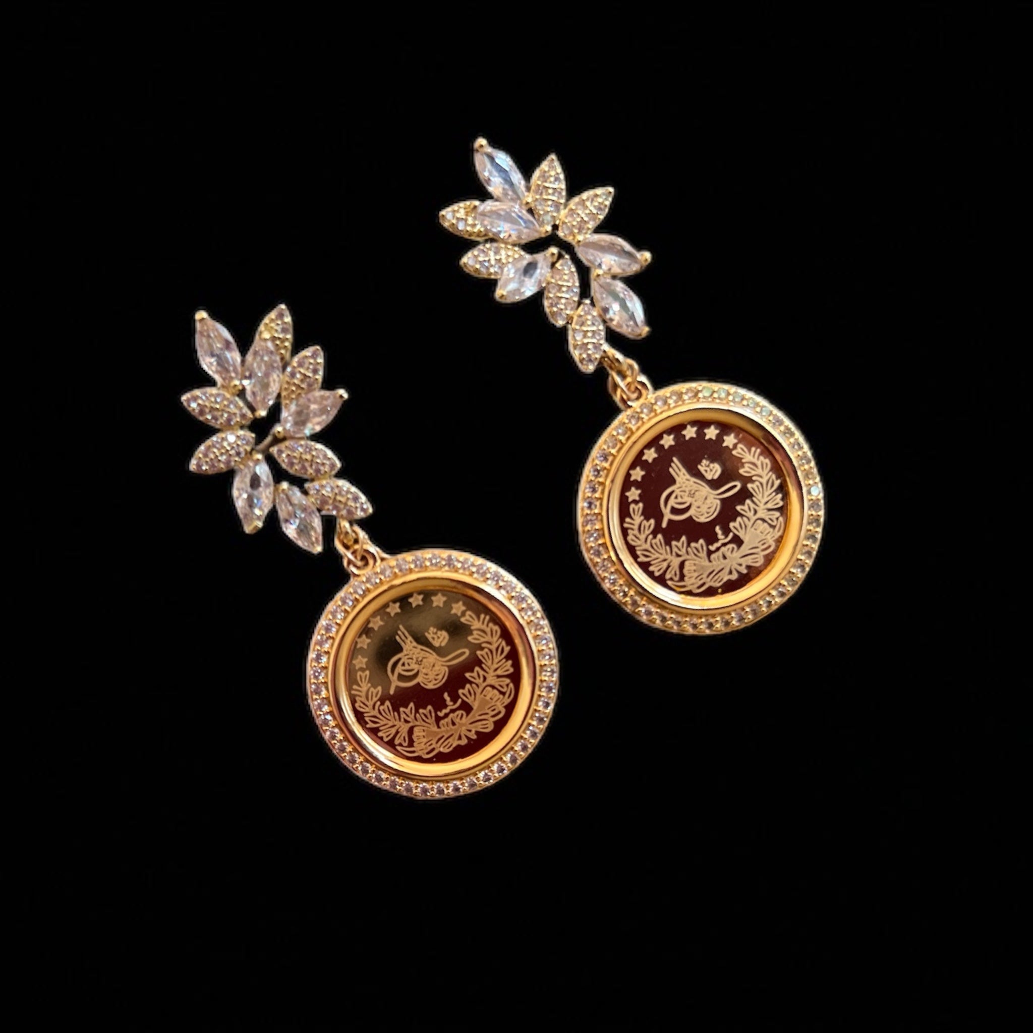 Yasur leaves and coins earrings