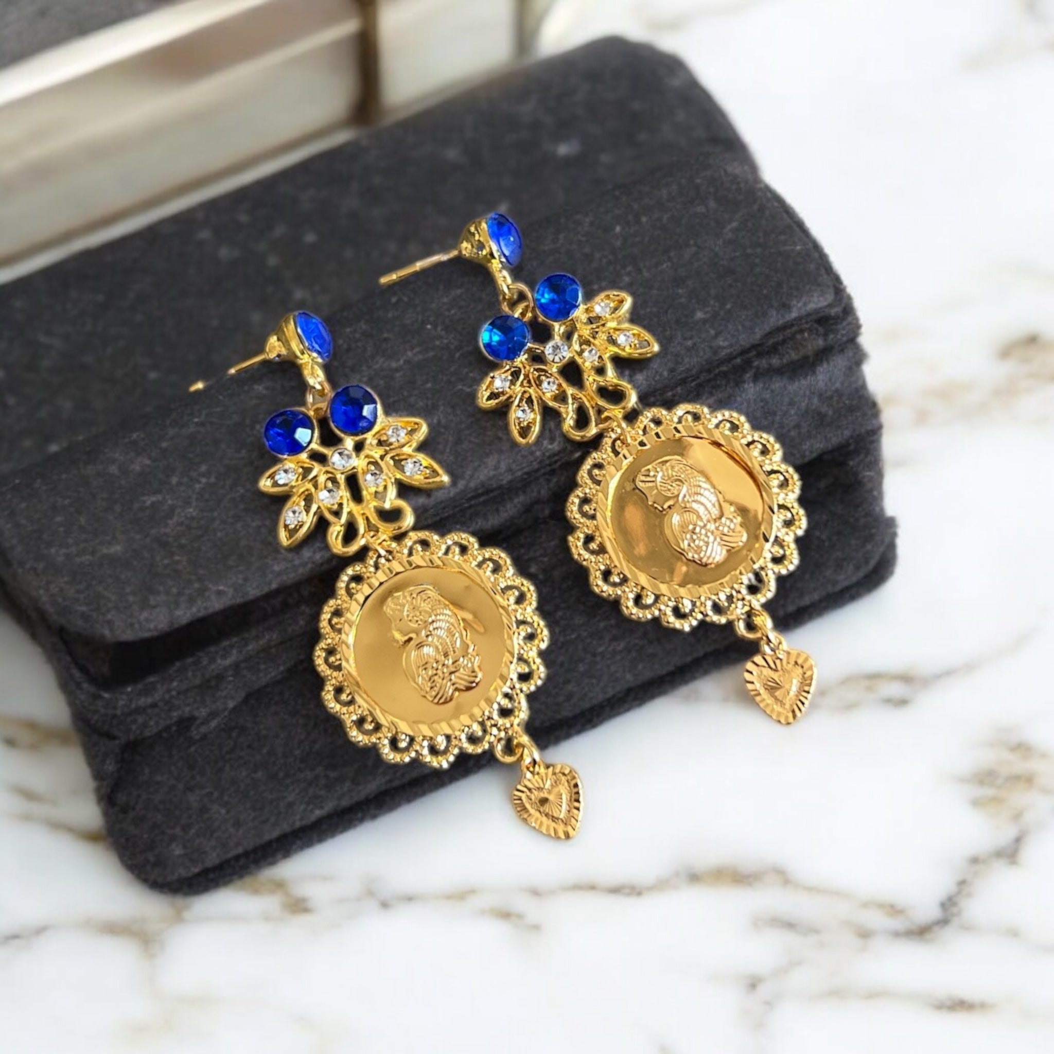 Telfit II blue and gold earrings