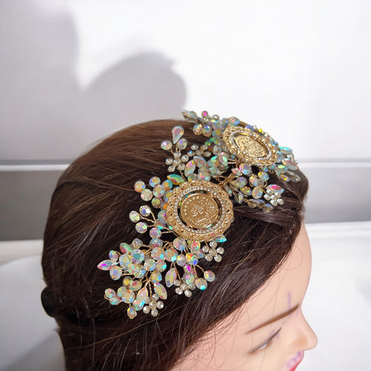 Dayr al-Ghusoun three coins multi color headpiece