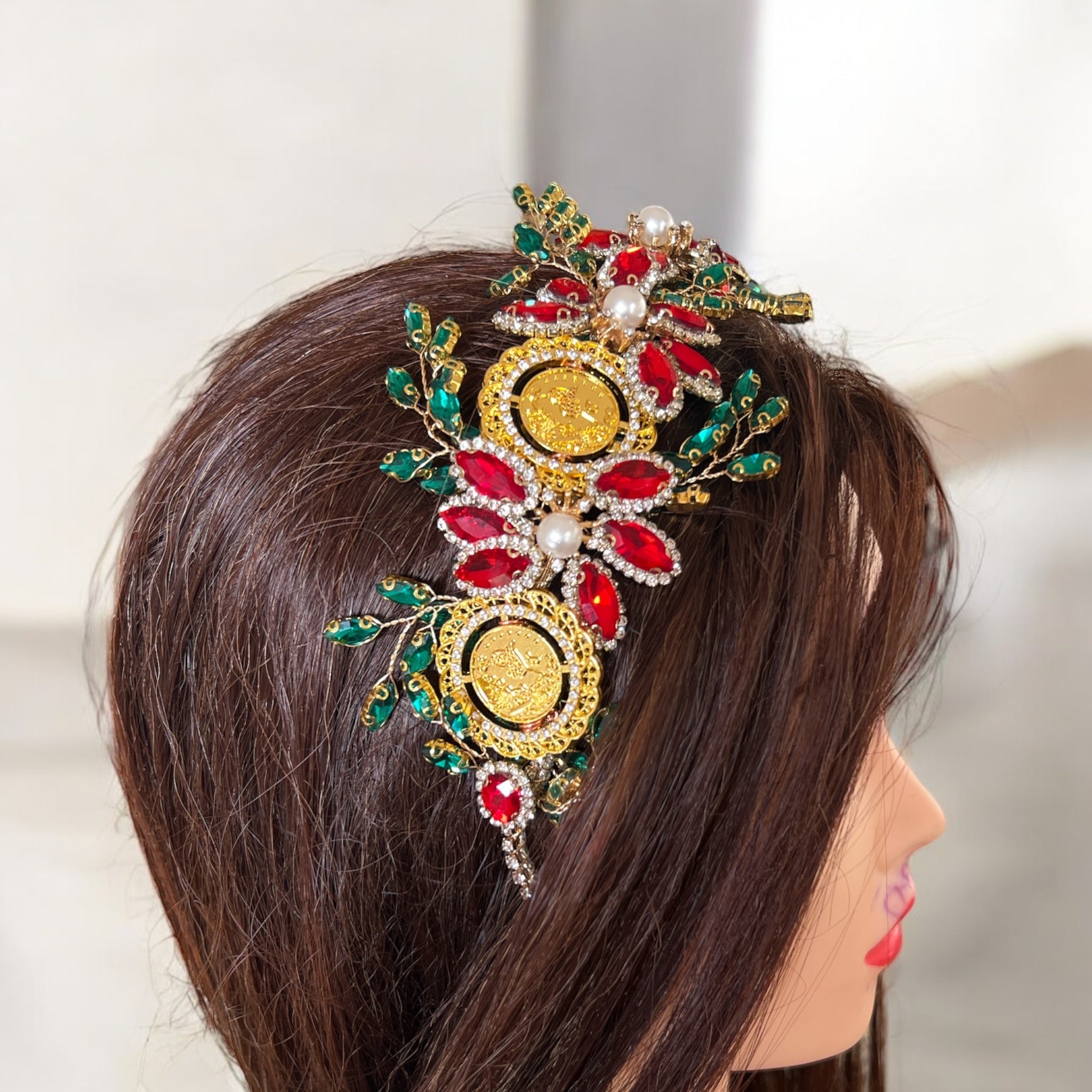 Kh. Bayt Ta'mir Red and Green five coins headband