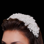 Al-Dawayima Zircon Stone And Pearl Headpiece - Silver