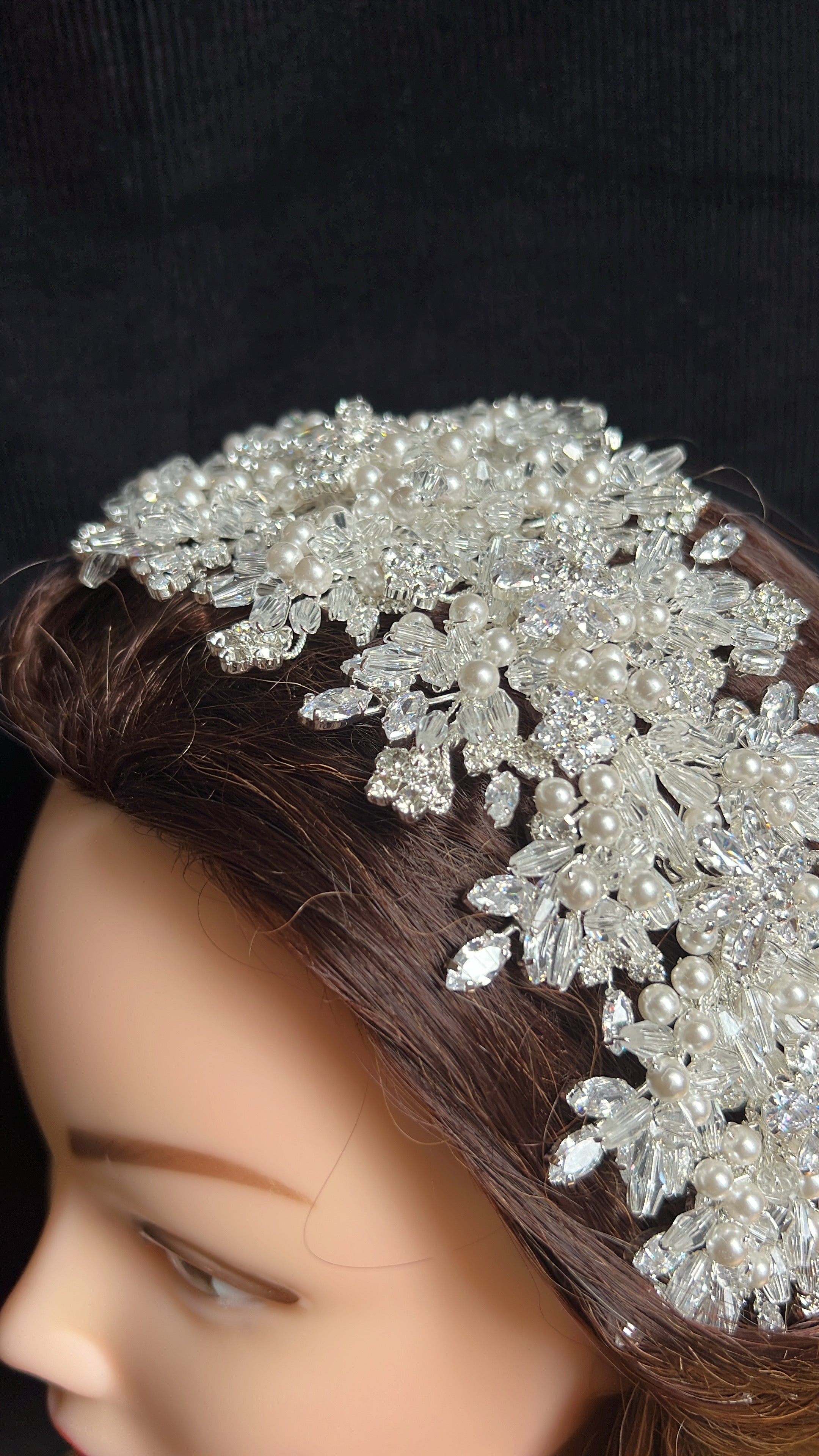 Julis luxury Bride crystal and pearls headpiece