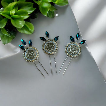 Haneen three piece green bobby pins