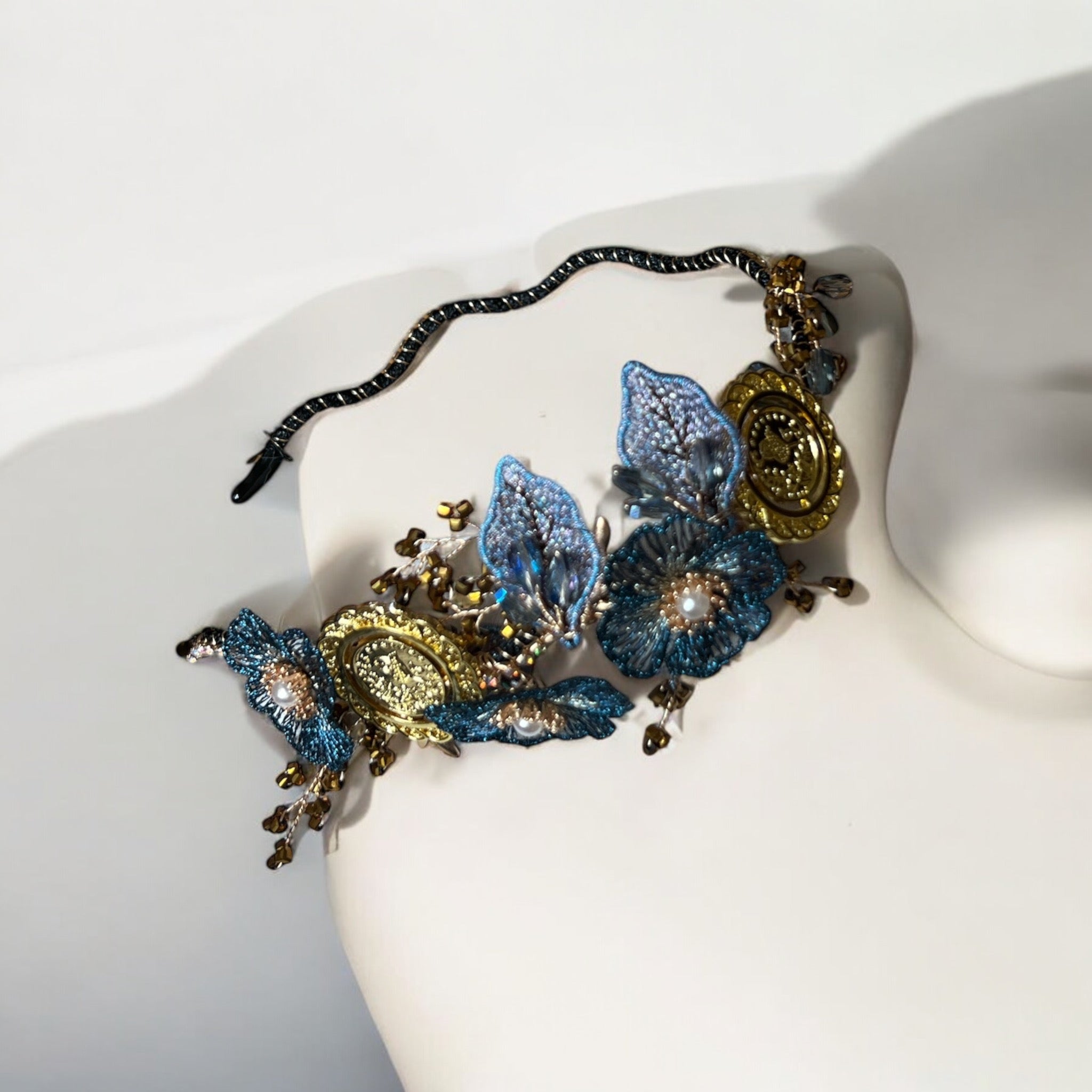 Rafat shades of blue and coins headband