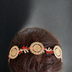 Hamama three coins red and gold headband