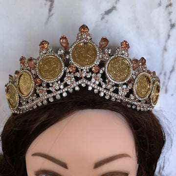 Qibya orange peach coins tiara