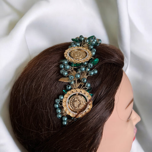 Suhayta turquoise and Green five coins headpiece