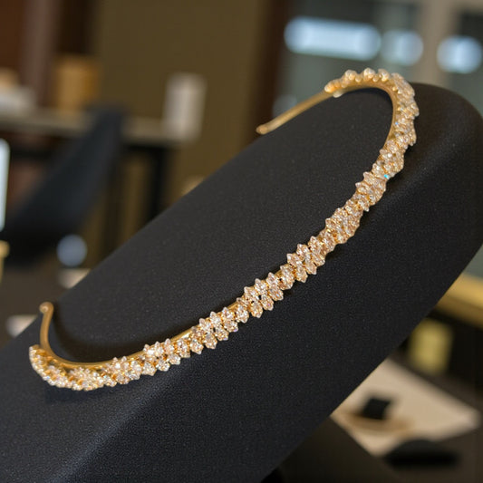 Al-Nahr Honey and Gold Zircon Stone Hair Accessories Gold Plated