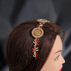 Hamama three coins red and gold headband