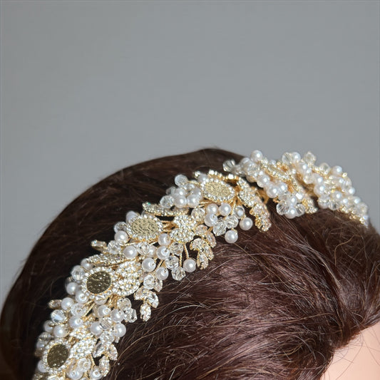Ein Karem mini coins Gold and Pearls headpiece
