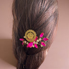 Makr Pink and Gold coin comb hair accessories featuring elegant pink and gold design for stylish hair management.