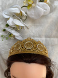 Surif Gold Tone Henna crown with lira Fashion design Surif Gold crown