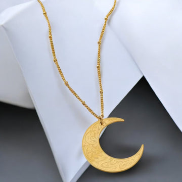 Hala 18K pleated “With hardship comes ease” Necklace