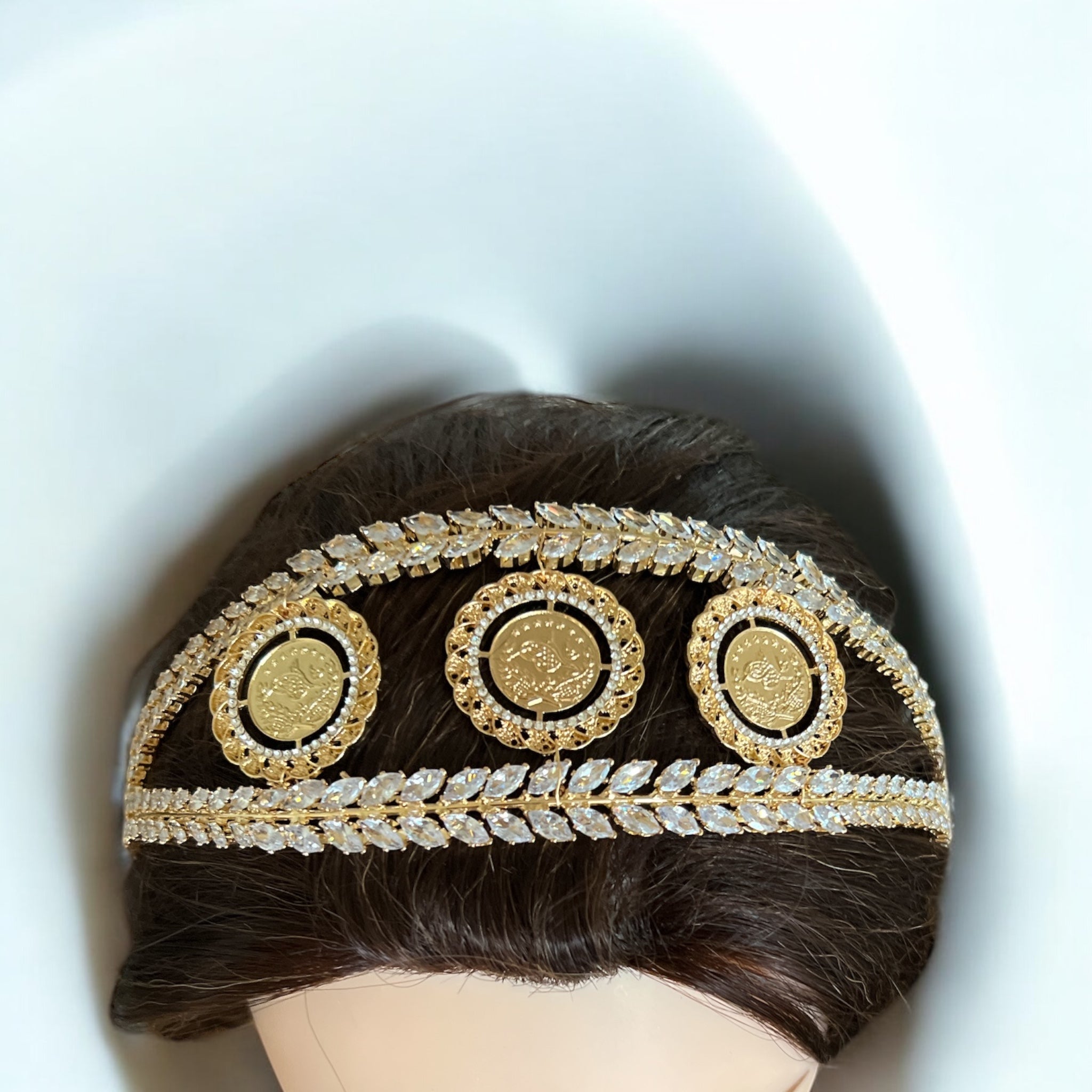 Seida three coins Gold and crystal headband