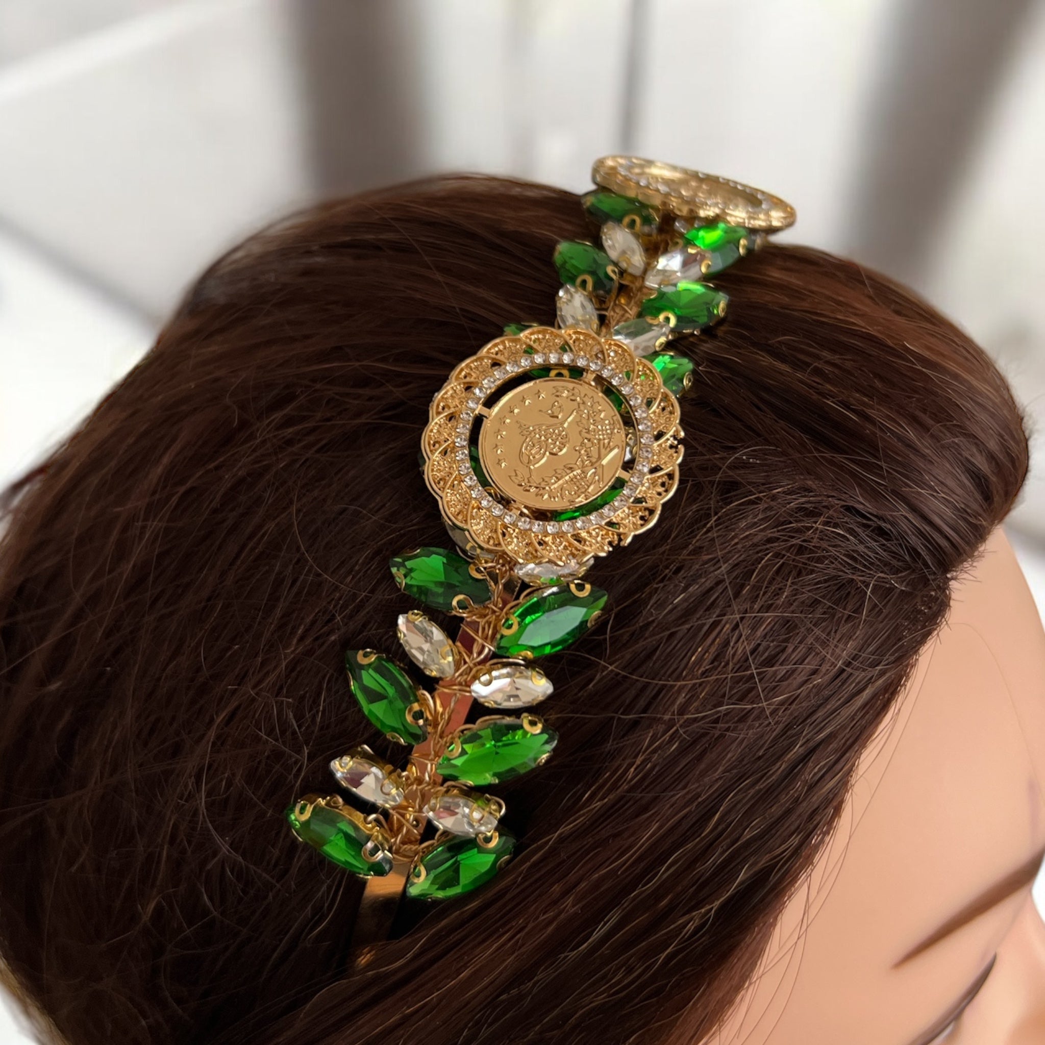 Dayr Tarif II Gold and Green headband