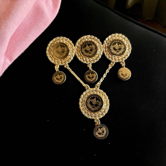 Sanjal four coins brooch