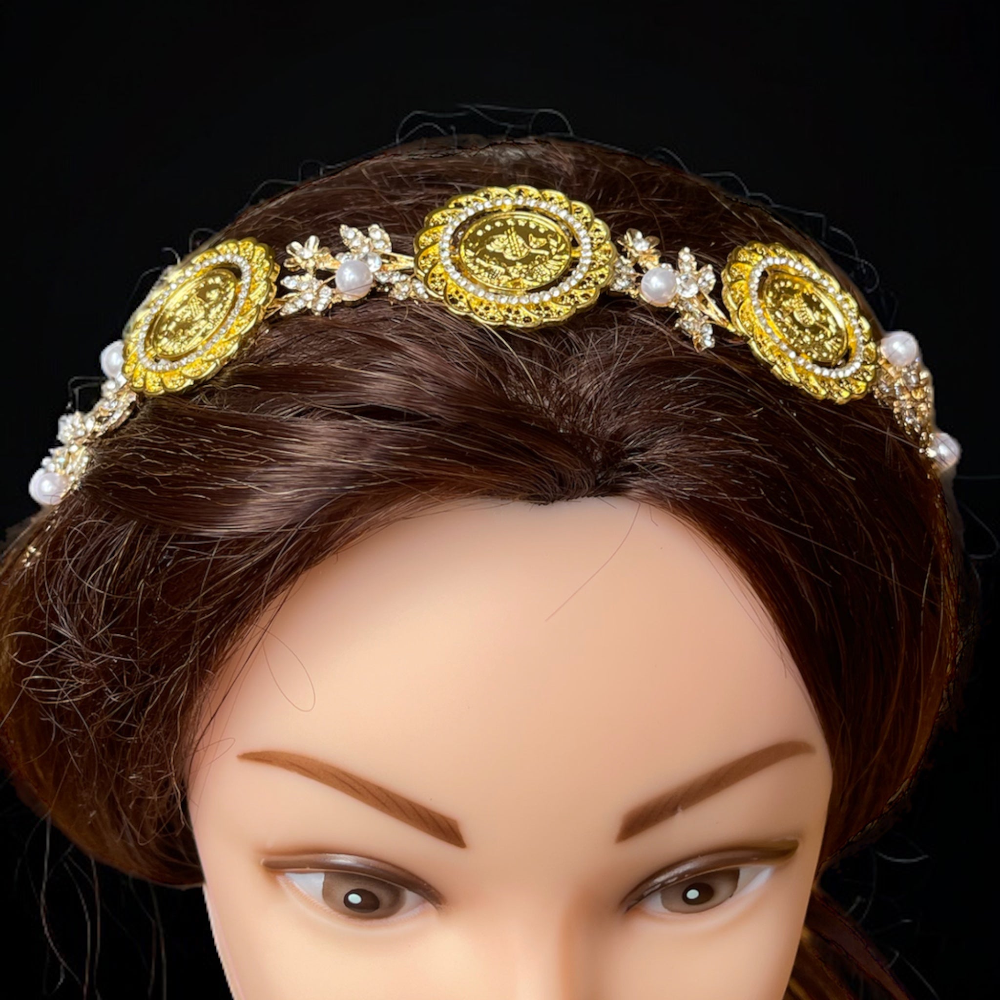 Yallo Pearls and coins headband