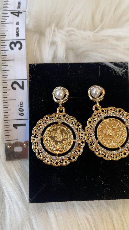 Ein Gedi pearl coin earrings