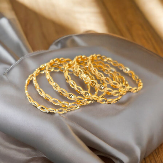 Nablus 21k pleated gold 6 bangles bracelet