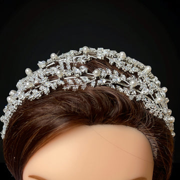 Burin Bridal pearl and crystal headpiece