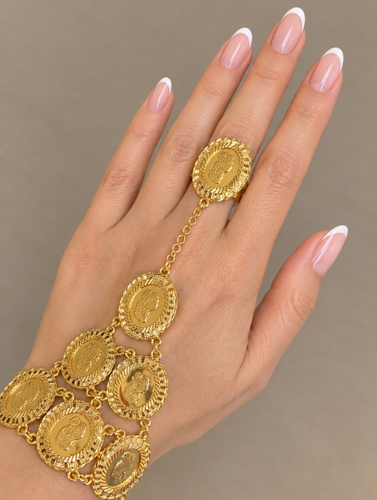 Falamya 21K Pleated Gold hand chain