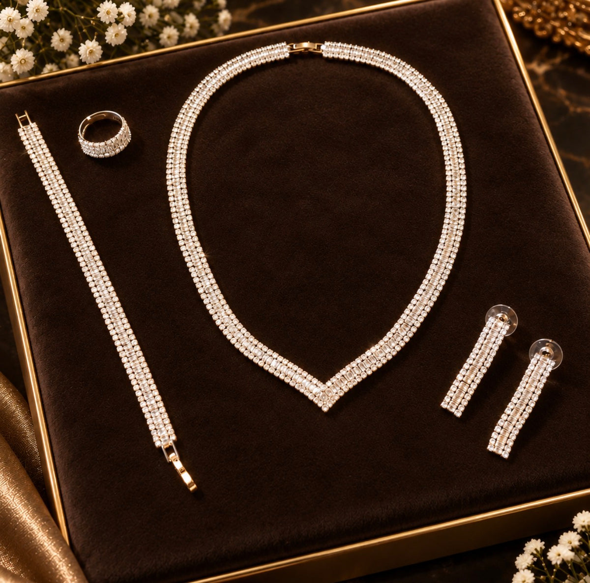 Ibillin luxury zircon 4pc jewelry set